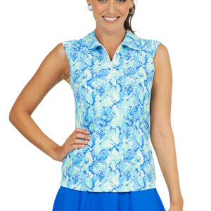 LADIES SHIRT IBKUL SLEEVELESS CORA JADE/BLUE