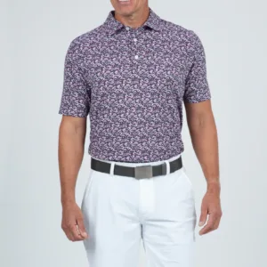 MENS IBKUL SHIRT SPLASH WHITE LIGHT PINK CHARCOAL